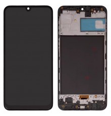 Дисплей для Samsung M215 Galaxy M21, M305 Galaxy M30, M307 Galaxy M30s, M315 Galaxy M31, черный, с рамкой, High Copy с широким ободком, (OLED)