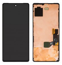 Дисплей для Google Pixel 7, чорний, з рамкою, Оригінал (переклеєно скло), GVU6C, GQML3