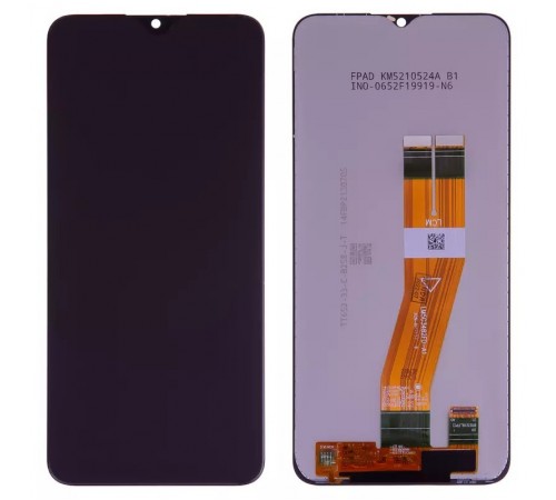 Дисплей для Samsung A037F Galaxy A03s, чорний, без рамки, Оригінал (переклеєне скло), з жовтим шлейфом, (160,5x72 mm)