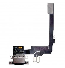 Шлейф для iPhone 16 Pro, коннектора зарядки, черный (Black Titanium), с микрофоном, Original (PRC), с разборки