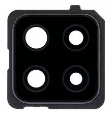 Скло камери для Samsung A426 Galaxy A42 5G, чорне, з рамкою