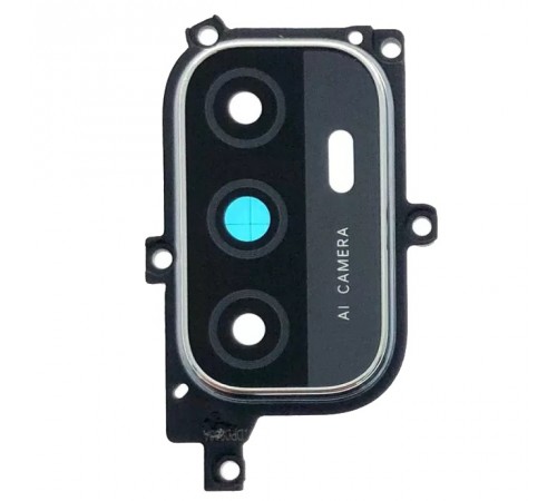 Скло камери для Oppo A53 4G (2020), A53s, A32, A33, чорне, з рамкою