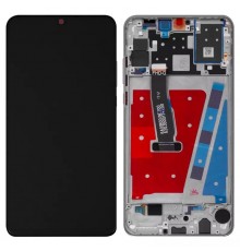 Дисплей для Huawei P30 Lite, білий, з рамкою, High Copy (48 MP)