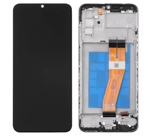 Дисплей для Samsung A037F Galaxy A03s, чорний, з рамкою, Original (PRC), з жовтим шлейфом, (160,5x72 mm)