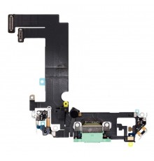 Шлейф для iPhone 12 mini, конектора зарядки, зелений, з мікрофоном, з компонентами, High Copy