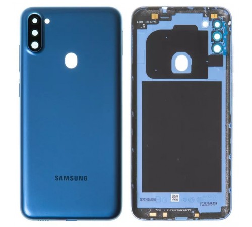 Задня панель корпусу для Samsung A115 Galaxy A11, синя + скло камери