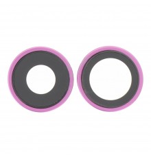 Стекло камеры для iPhone 16, 16 Plus, розовое (Pink), с рамкой, комплект 2 шт.