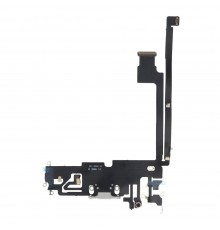 Шлейф для iPhone 12 Pro Max, коннектора зарядки, белый, с микрофоном, с компонентами, Original (PRC)