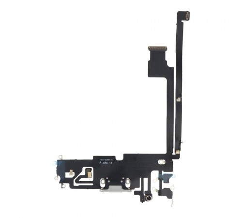 Шлейф для iPhone 12 Pro Max, коннектора зарядки, белый, с микрофоном, с компонентами, Original (PRC)