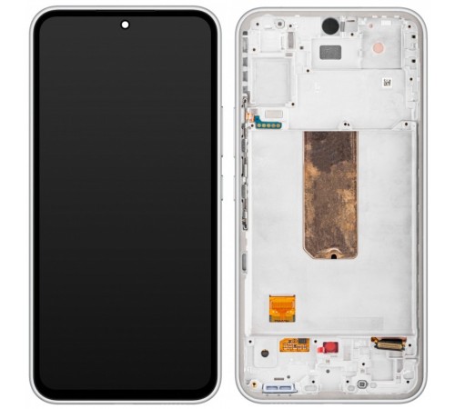 Дисплей для Samsung A546 Galaxy A54 5G, білий, з рамкою, High Copy original LCD size, (OLED)
