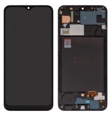 Дисплей для Samsung A307 Galaxy A30s, A307F/DS Galaxy A30s, черный, с рамкой, FLYCDI, с широким ободком, (TFT)
