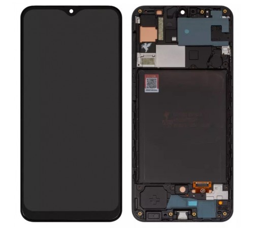 Дисплей для Samsung A307 Galaxy A30s, A307F/DS Galaxy A30s, чорний, з рамкою, FLYCDI, з широким обідком, (TFT)