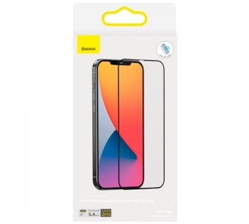 Защитное стекло для Apple iPhone 12 mini, 0.25mm, Full-Screen and Full-Glass Tempered Glass Film, Baseus (SGAPIPH54N-KC01), черный, комплект 2шт.