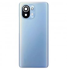 Задняя панель корпуса для Xiaomi Mi 11, голубая (Horizon Blue), Copy + стекло камеры