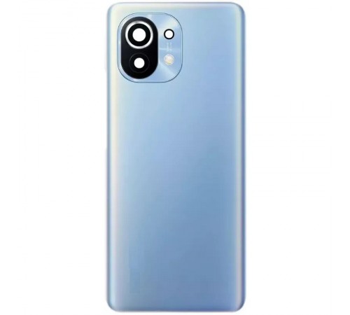 Задняя панель корпуса для Xiaomi Mi 11, голубая (Horizon Blue), Copy + стекло камеры