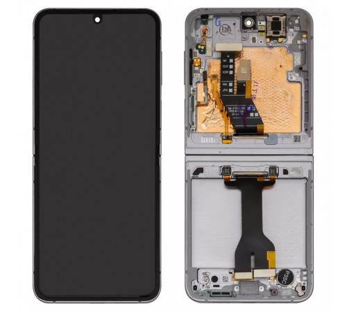 Дисплей для Samsung F741 Galaxy Z Flip6, серый, с рамкой, Оригинал (переклеено стекло), silver shadow