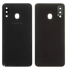 Задняя панель корпуса для Samsung A205F/DS Galaxy A20, черная + стекло камеры