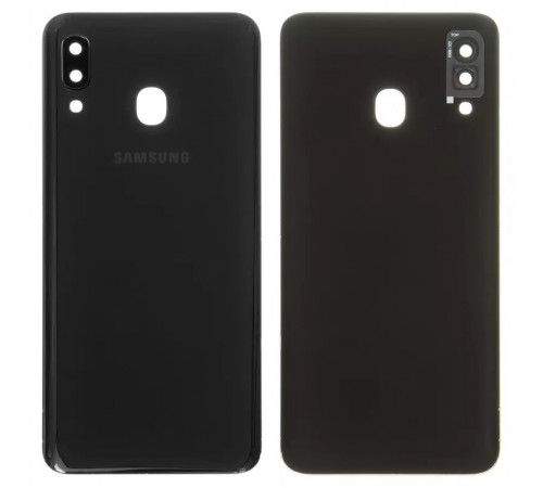 Задняя панель корпуса для Samsung A205F/DS Galaxy A20, черная + стекло камеры