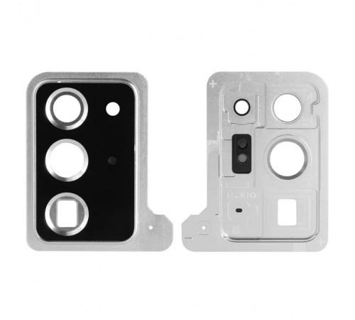 Стекло камеры для Samsung N985F Galaxy Note 20 Ultra, серебристое (Mystic White), с рамкой