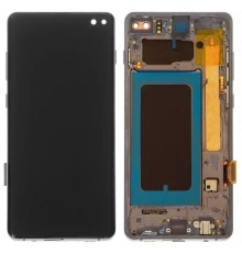 Дисплей для Samsung G975 Galaxy S10 Plus, черный, с рамкой, Оригинал (переклеено стекло)