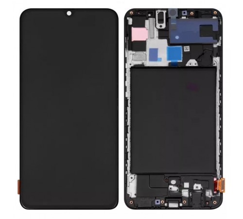 Дисплей для Samsung A705 Galaxy A70, чорний, з рамкою, Оригінал (переклеєне скло)