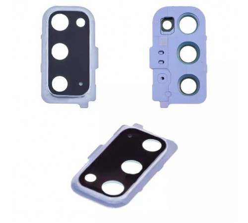 Скло камери для Samsung G980 Galaxy S20, синє (Cloud Blue), з рамкою