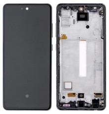 Дисплей для Samsung A525 Galaxy A52, A526 Galaxy A52 5G, серебристый, с рамкой, High Copy с широким ободком, (OLED 6,3")