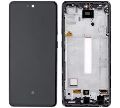 Дисплей для Samsung A525 Galaxy A52, A526 Galaxy A52 5G, серебристый, с рамкой, High Copy с широким ободком, (OLED 6,3")