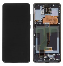 Дисплей для Samsung G985 Galaxy S20 Plus, G986 Galaxy S20 Plus 5G, черный, с фронтальной камерой, с рамкой, Original, сервисная упаковка, cosmic black, #GH82-22134A/GH82-22145A