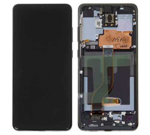 Дисплей для Samsung G985 Galaxy S20 Plus, G986 Galaxy S20 Plus 5G, чорний, з фронтальною камерою, з рамкою, Original, сервісна упаковка, cosmic black, #GH82-22134A/GH82-22145A