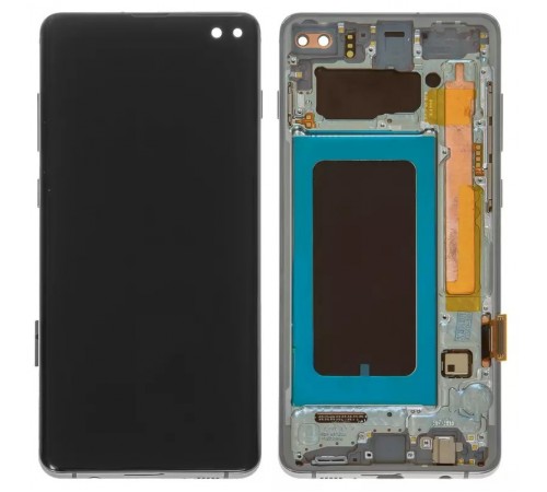 Дисплей для Samsung G975 Galaxy S10 Plus, зелений, з рамкою, Оригінал (переклеєне скло)