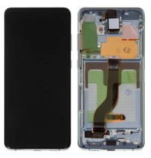 Дисплей для Samsung G985 Galaxy S20 Plus, G986 Galaxy S20 Plus 5G, синий, с фронтальной камерой, с рамкой, Original, сервисная упаковка, aura blue, #GH82-22134D/GH82-22145D