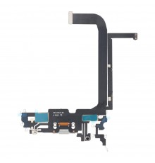 Шлейф для iPhone 13 Pro Max, коннектора зарядки, серебристый, с микрофоном, Original (PRC)