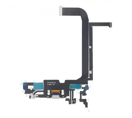 Шлейф для iPhone 13 Pro Max, коннектора зарядки, серебристый, с микрофоном, Original (PRC)
