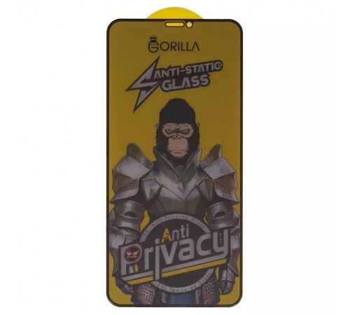 Захисне скло для Apple iPhone 11 Pro Max, iPhone XS Max, сумісне з чохлом, Full Glue, Anti-Static, Anti-Peeping, чорне, gorilla 