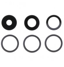 Стекло камеры для iPhone 14 Pro, iPhone 14 Pro Max, черное, с рамкой, комплект 3 шт.