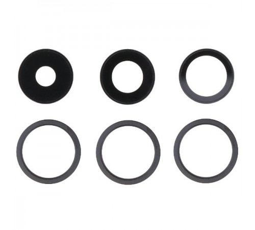 Скло камери для iPhone 14 Pro, iPhone 14 Pro Max, чорне, з рамкою, комплект 3 шт.