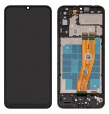 Дисплей для Samsung A042 Galaxy A04e, черный, с рамкой, Оригинал (переклеено стекло)