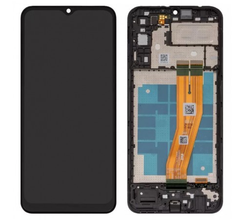 Дисплей для Samsung A042 Galaxy A04e, черный, с рамкой, Оригинал (переклеено стекло)