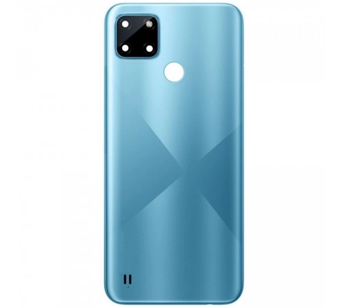 Задняя панель корпуса для Realme C21Y, голубая (Cross Blue), Copy + стекло камеры Задняя панель корпуса для Realme C21Y, голубая (Cross Blue), Copy + стекло камеры