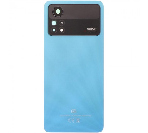 Задняя панель корпуса для Xiaomi Poco X4 Pro 5G, синяя (Laser Blue) + стекло камеры, 64MP