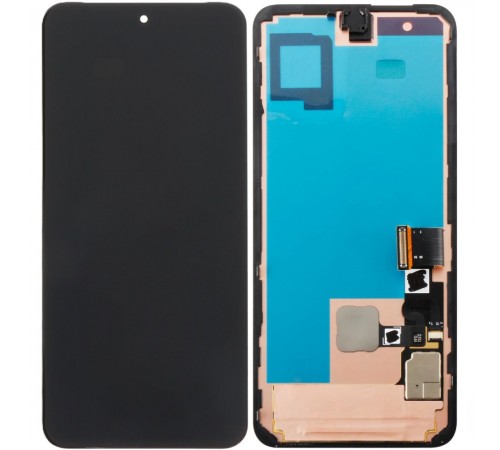 Дисплей для Google Pixel 8a, чорний, з рамкою, зі шлейфом сканера відбитка пальця (Touch ID), Original (PRC)