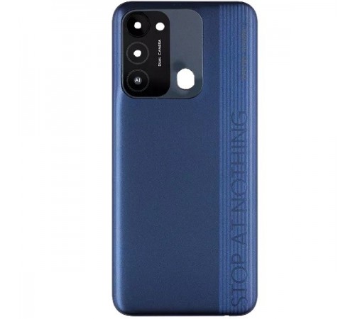 Задняя панель корпуса для Tecno Spark Go (2022) (KG5m), синяя (Atlantic Blue), Copy + стекло камеры