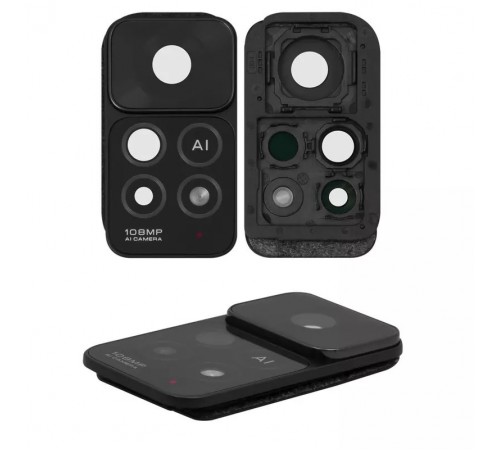 Скло камери для Xiaomi Redmi Note 11 Pro 5G, чорне, з рамкою