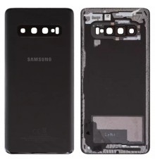 Задняя панель корпуса для Samsung G973 Galaxy S10, черная (Prism Black) + стекло камеры, с разборки, Original