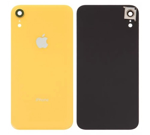Задняя панель корпуса для iPhone XR, желтая + стекло камеры, small hole