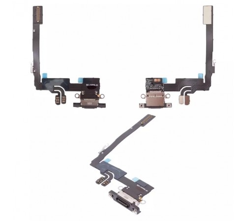 Шлейф для iPhone 16 Pro, коннектора зарядки, черный, с микрофоном, High Copy black titanium