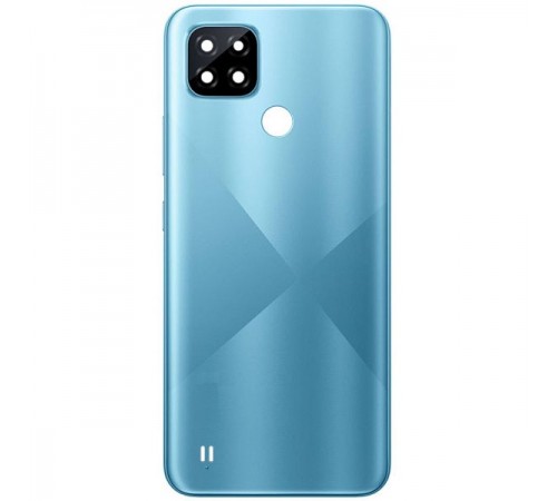 Задня панель корпуса для Realme C21, голуба (Cross Blue), Copy + скло камери