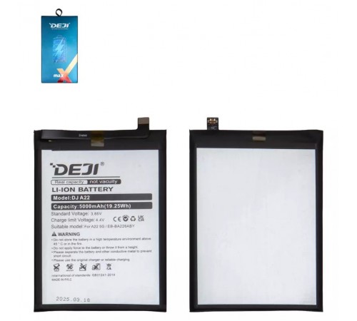 Аккумулятор Deji EB-BA336ABY/EB-BA536ABY для Samsung A336 Galaxy A33 5G, A536 Galaxy A53 5G, Li-Polymer, 3,88 B, 5000 мАч Аккумулятор Deji EB-BA336ABY/EB-BA536ABY для Samsung A336 Galaxy A33 5G, A536 Galaxy A53 5G, Li-Polymer, 3,88 B, 5000 мАч