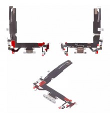 Шлейф для iPhone 16, коннектора зарядки, белый, с микрофоном, High Copy